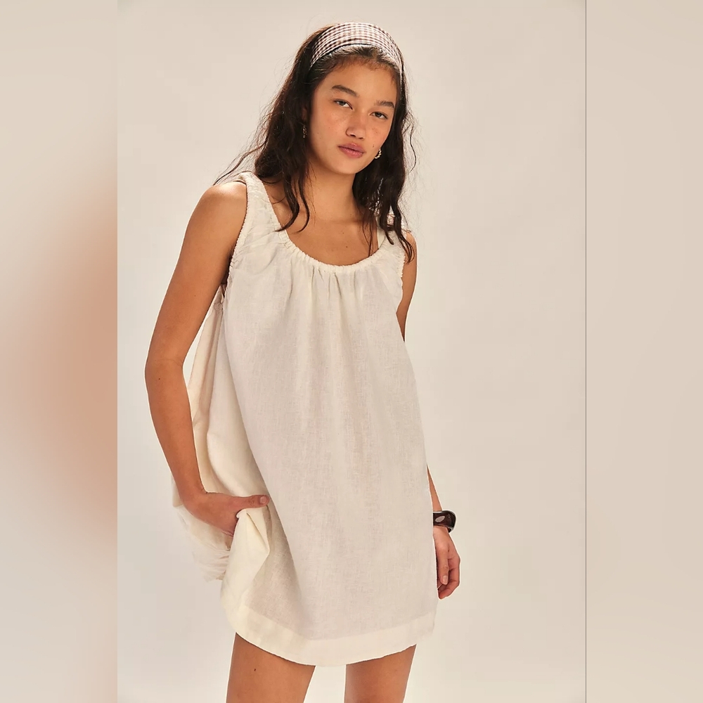 Free People Amanda Cotton-Linen Mini Sundress-Ivory